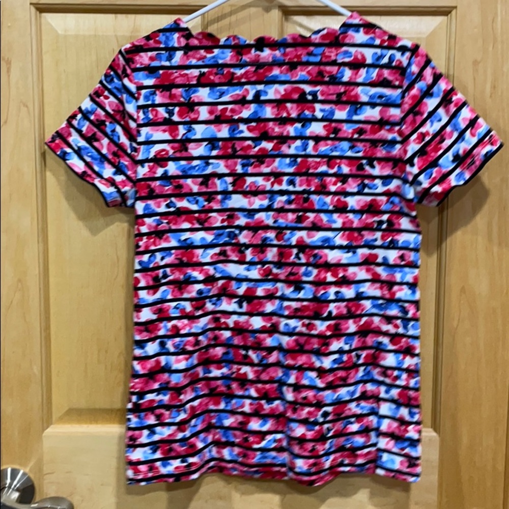 Rafaella Floral shirt sleeve top stripes NEW Large - Picture 6 of 6